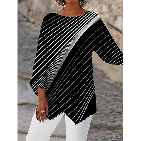 Chemise à manches longues et col ras du cou à imprimé géométrique m301290 