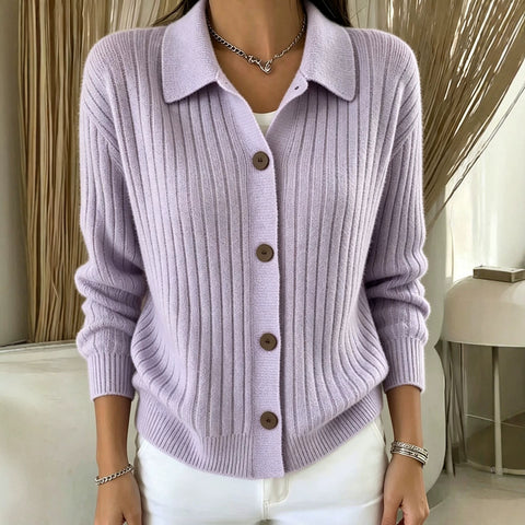 Polo neck sweater jacket women's autumn and winter outer design sense niche lazy knitted cardigan FF303361