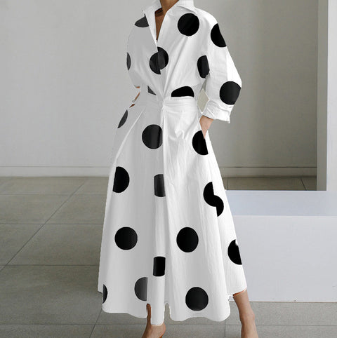Robe imprimée à manches longues et col en V M300331 