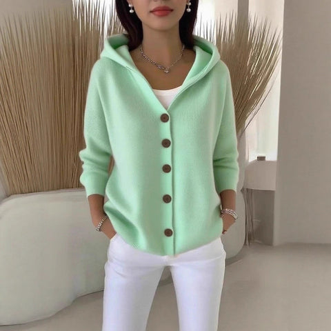 Knitted hooded sweater cardigan jacket autumn and winter new casual fashion women's clothing m301900