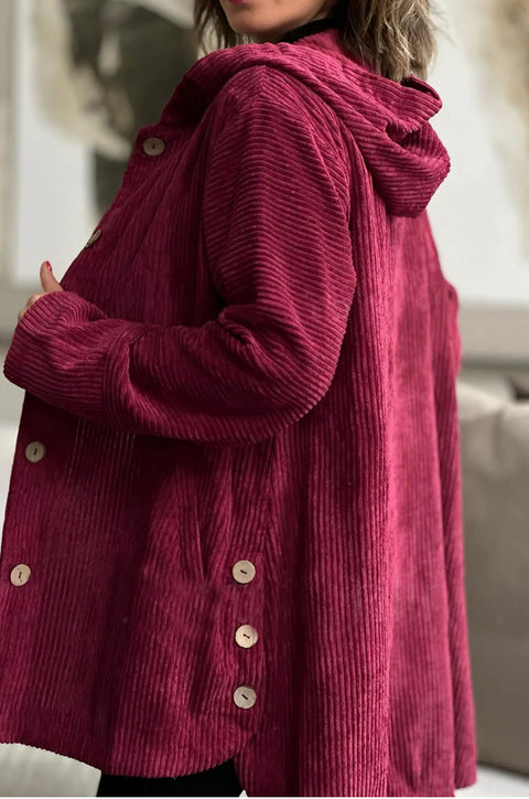 Autumn and winter hooded loose women's corduroy casual jacket m301672
