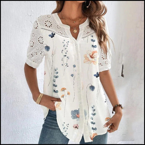 Chemisier à manches courtes et revers pour femme m300042 