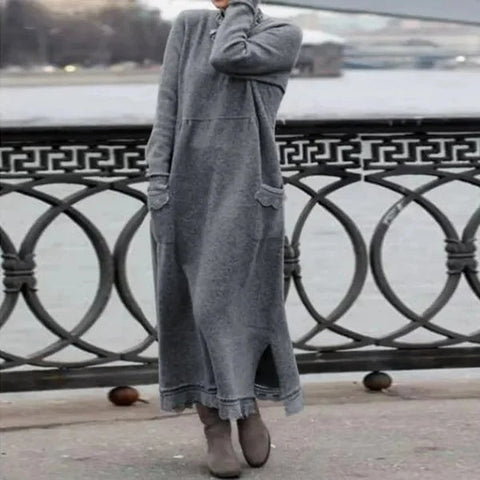 Loose plus size knitted lace dress fleece sweater dress m302102