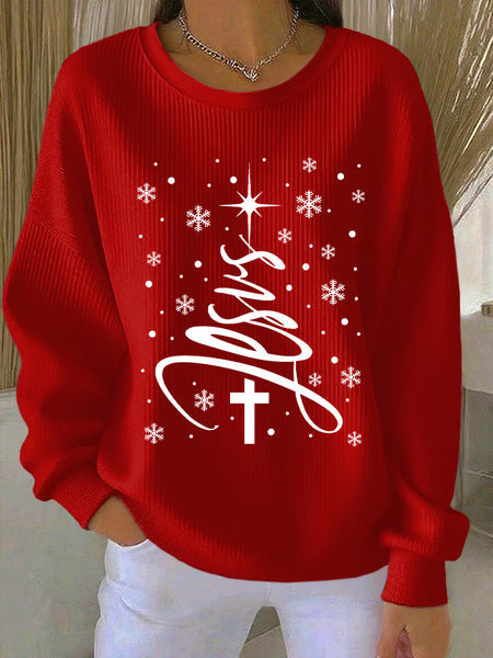 Loose outer wear lazy wind snowflake Christmas tree mix and match casual commuter sweater m302516
