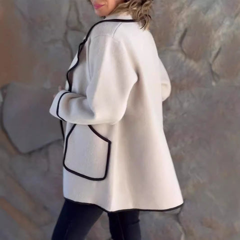 Damen Temperament Anzugkragen doppelseitige Wolljacke m300688 