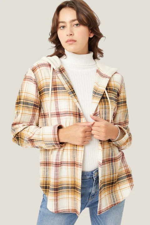 Veste chemise décontractée à capuche et boutonnage simple m300518 