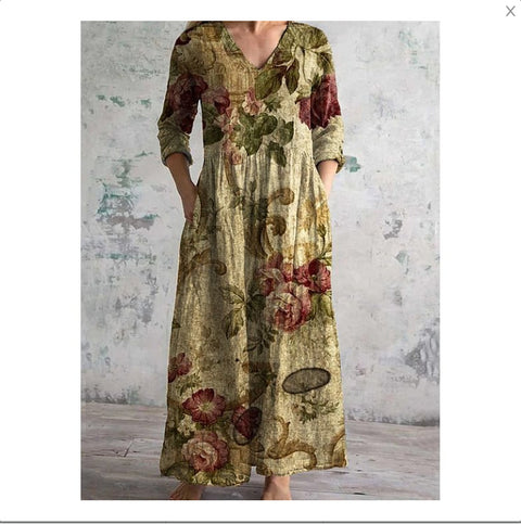 Robe décontractée d'été ample à manches longues imprimée en 3D m301729