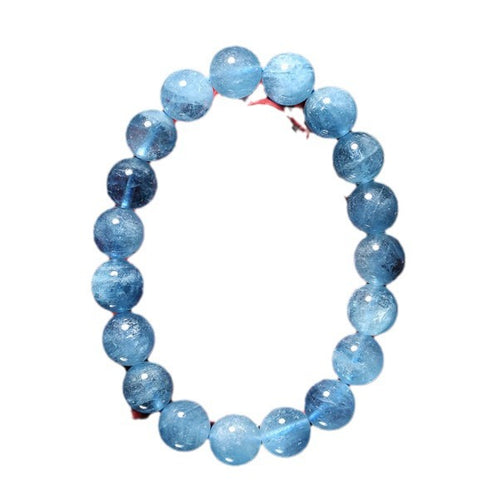 Bracelet en aigue-marine naturelle brésilienne avec perles en cristal de glace et cercle unique, bijoux m3331240