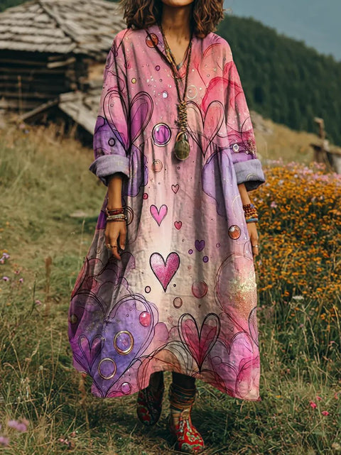 Bohemian ethnic style retro new printing fashion literary loose V-neck FF303433 02