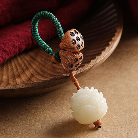 Porte-clés de voiture Bodhi Lotus, pendentif littéraire, frais et beau, petit pendentif en forme de gousse de lotus m3331259 