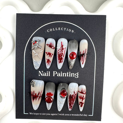 Coussinets à ongles grandioses, sens avancé, patchs à ongles faits à la main purs d'été, peints à la main m3331200