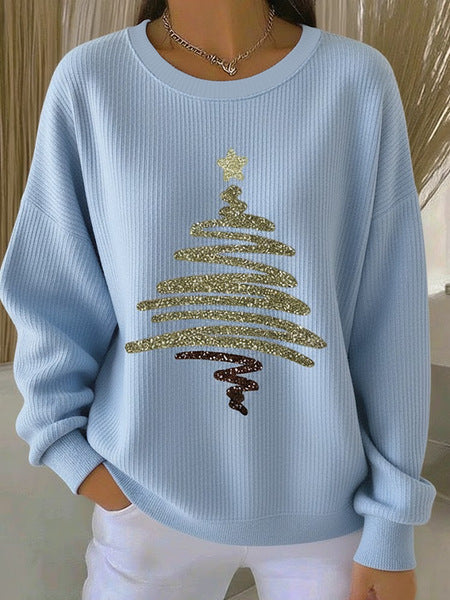 Loose outer wear lazy wind snowflake Christmas tree mix and match casual commuter sweater m302516