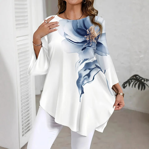 hot-selling casual versatile top floral print crew neck t-shirt FF303395