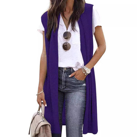 Cardigan tendance mi-long sans manches pour femme M300300 