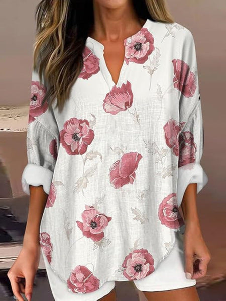 T-shirt ample à col ras du cou pour femme, imprimé floral 3D, mode féminine, m301357 
