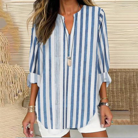 T-shirt d'été à manches longues et col en V pour femme, style décontracté, manches longues, m301363 