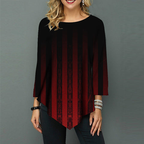 Street hipster crew neck loose irregular hem women's shirt m301562
