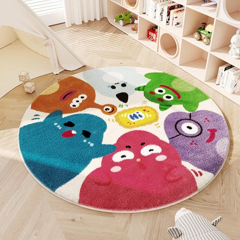 Tapis Imitation cachemire de monstre de dessin animé, tapis de chevet rond, panier suspendu, chaise rotative, tapis de sol M3331026 
