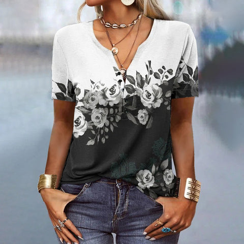 T-shirt femme à manches courtes, imprimé ethnique, mode femme m300017 