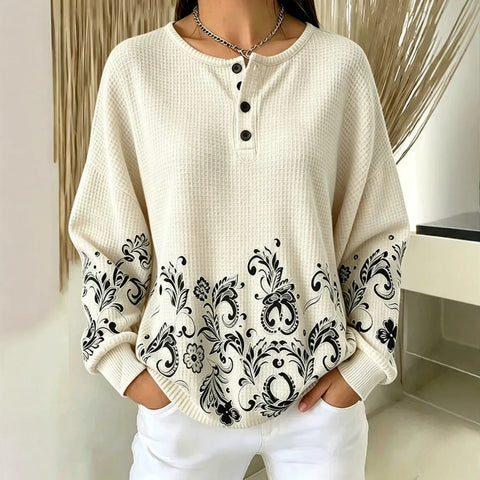 Women's new retro delicate flower print sweater m303313