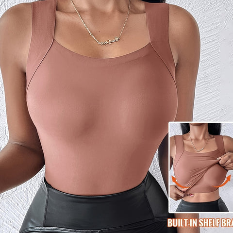 New Bose Muscle Bottom Shirt Solid Color No-Wear Bra Machine Washable Semi-Fixed Cup Bottom Vest Top m302823