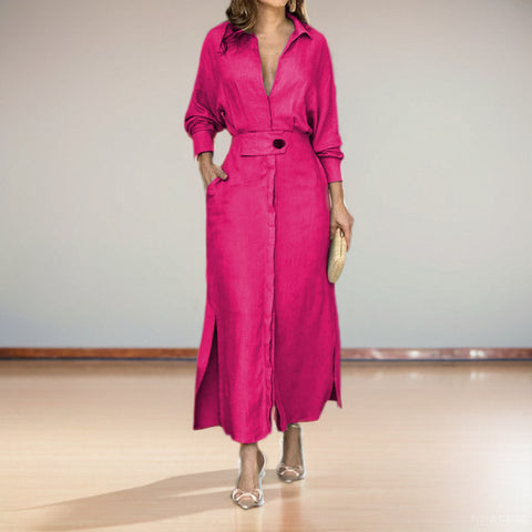 New temperament women's commuting lace-up solid color waist long-sleeved irregular shirt m302051