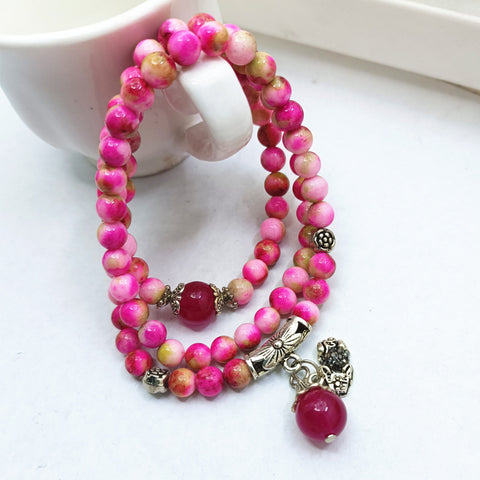 Bracelet en pierre naturelle et cristal pour femme, pierre Wangfu, agate, grenat, m3331298 