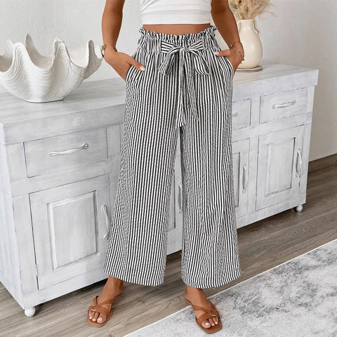 Pantalon droit élégant et décontracté à rayures pour femme m301455 