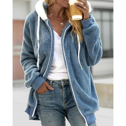 Nouvelle veste à capuche zippée en peluche ample automne et hiver m300464 