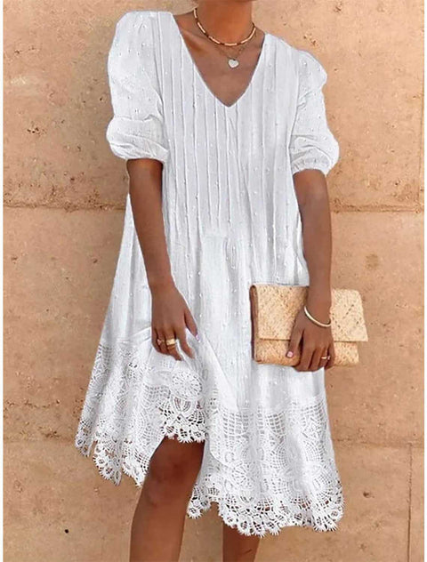 Robe d'été en dentelle à boules de poils pour femme m300736 