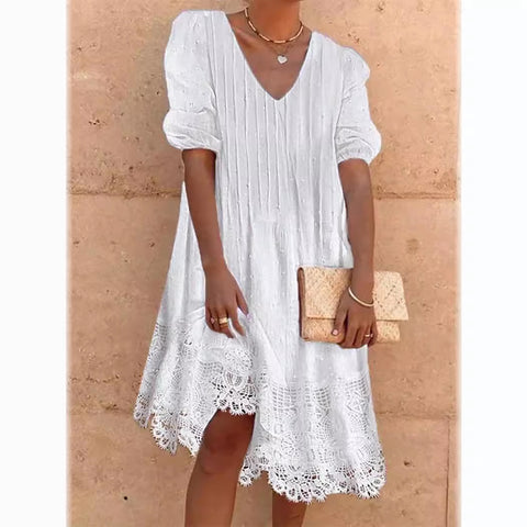 Robe d'été en dentelle à boules de poils pour femme m300736 