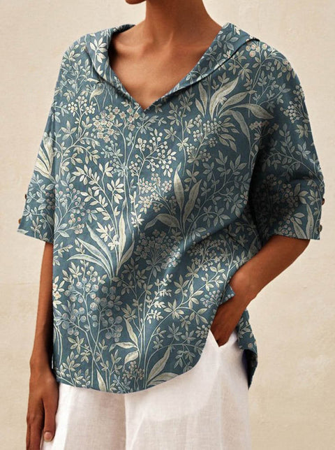 Solid color cotton and linen loose hooded top T-shirt m302700