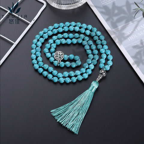 Collier pendentif arbre de vie de méditation 108 pierres semi-précieuses m3331275 