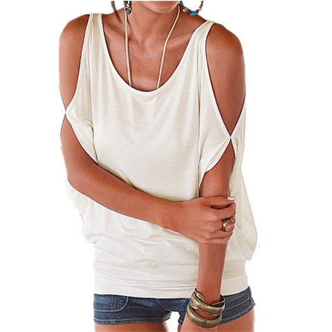 T-shirt ample à manches courtes et épaules dénudées, style décontracté, m300108 