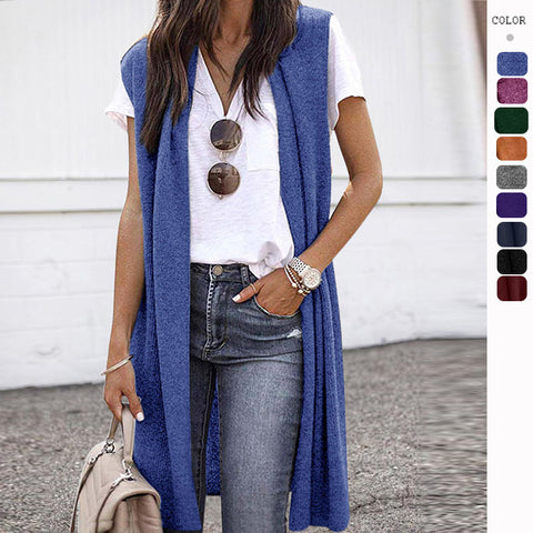 Cardigan tendance mi-long sans manches pour femme M300300 