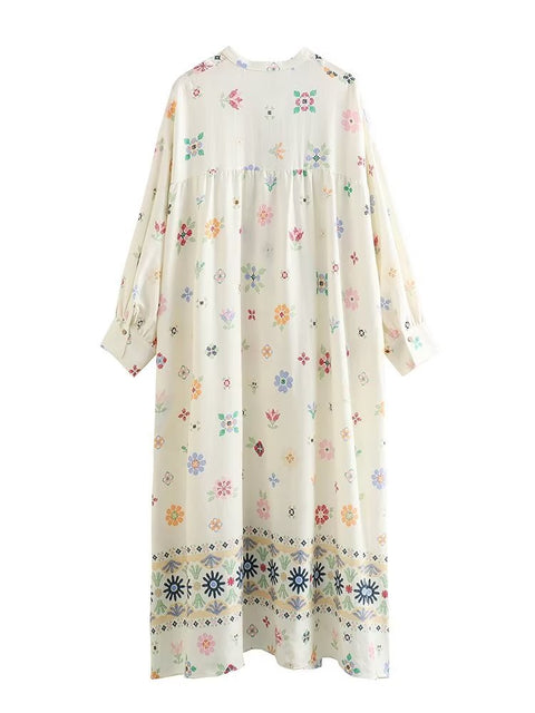 Robe imprimée en lin mélangé m300692 