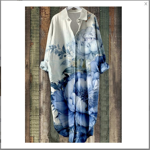 Chemise mi-longue décontractée à revers ample pour femme m301282 