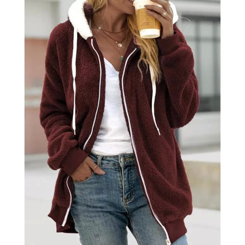 Nouvelle veste à capuche zippée en peluche ample automne et hiver m300464 