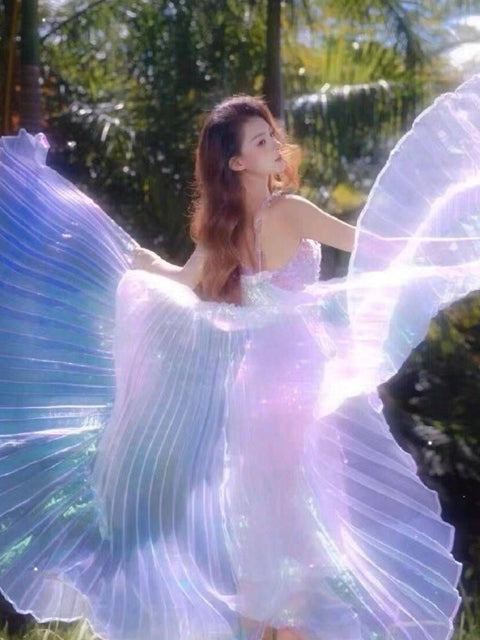 Robe de danse fendue à 360 degrés avec ailes dorées et argentées m33311027