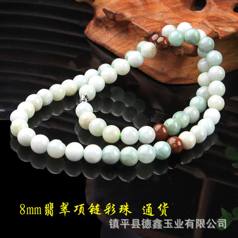 Collier en jade A, collier en perles rondes en jadéite naturelle pour femme, 108 perles allongées m3331274 