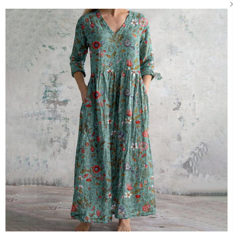 Robe décontractée d'été ample à manches longues imprimée en 3D m301729