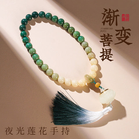 Bracelet de perles de Bouddha 108 graines de Bodhi Feitian de Dunhuang Wentian en jade blanc, chapelet chinois pour homme et femme Wenwan, portable M3331306
