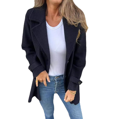 Veste en laine décontractée pour femme, nouvelle collection automne et hiver, cardigan à fausses poches et revers amples, m300613 