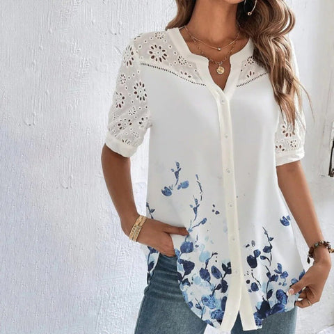 Chemisier à manches courtes et revers pour femme m300042 