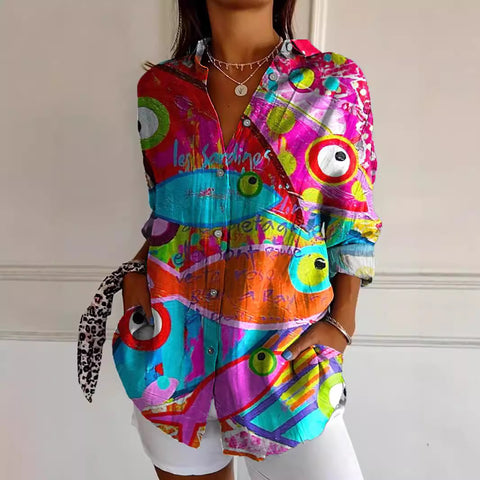 Chemise à manches longues tendance été, motif floral imprimé 3D, chemise m301226 