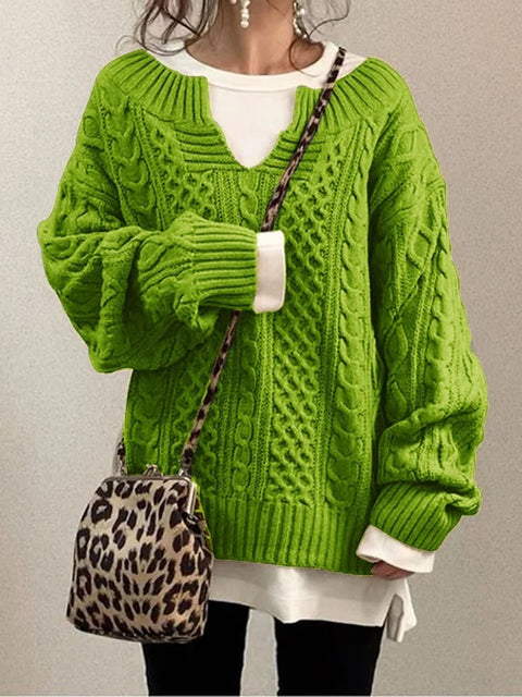 Neuer Pullover, gestrickter Twist-Pullover, lässiger Strickpullover m300465 