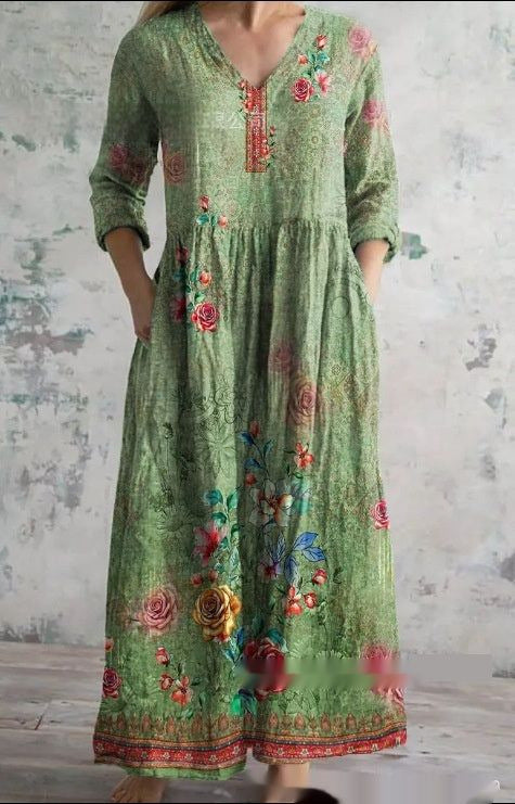 Robe décontractée d'été ample à manches longues imprimée en 3D m301729