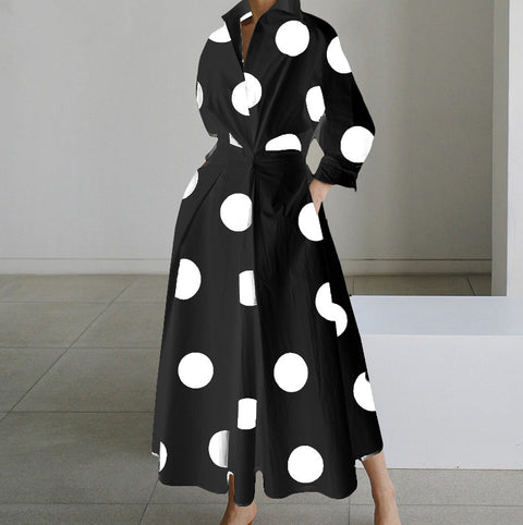 Robe imprimée à manches longues et col en V M300331 