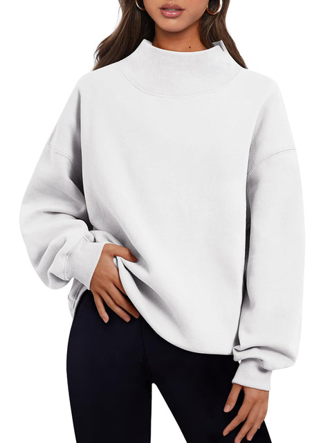 Damen Sweatshirt Langarm Rollkragen Pullover Sweatshirt Casual Sweatshirt Fleece Oberteil Damen M302142
