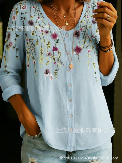 Haut cardigan à boucle et manches longues pour femmes, imprimé floral numérique 3D m302703